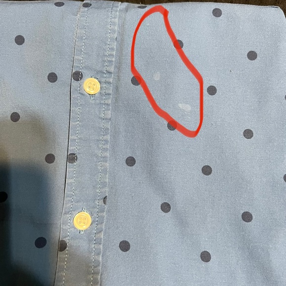Old Navy Men Slim Fit Built-In-Flex Polka Dot Blue Button Down Shirt - Picture 4 of 4